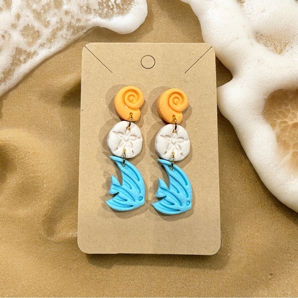 Beach Themed Dangle Earrings- Polymer Clay - Picture 3 of 3